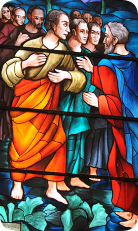 Tommaso e gli apostoli (vetrata Basilica)